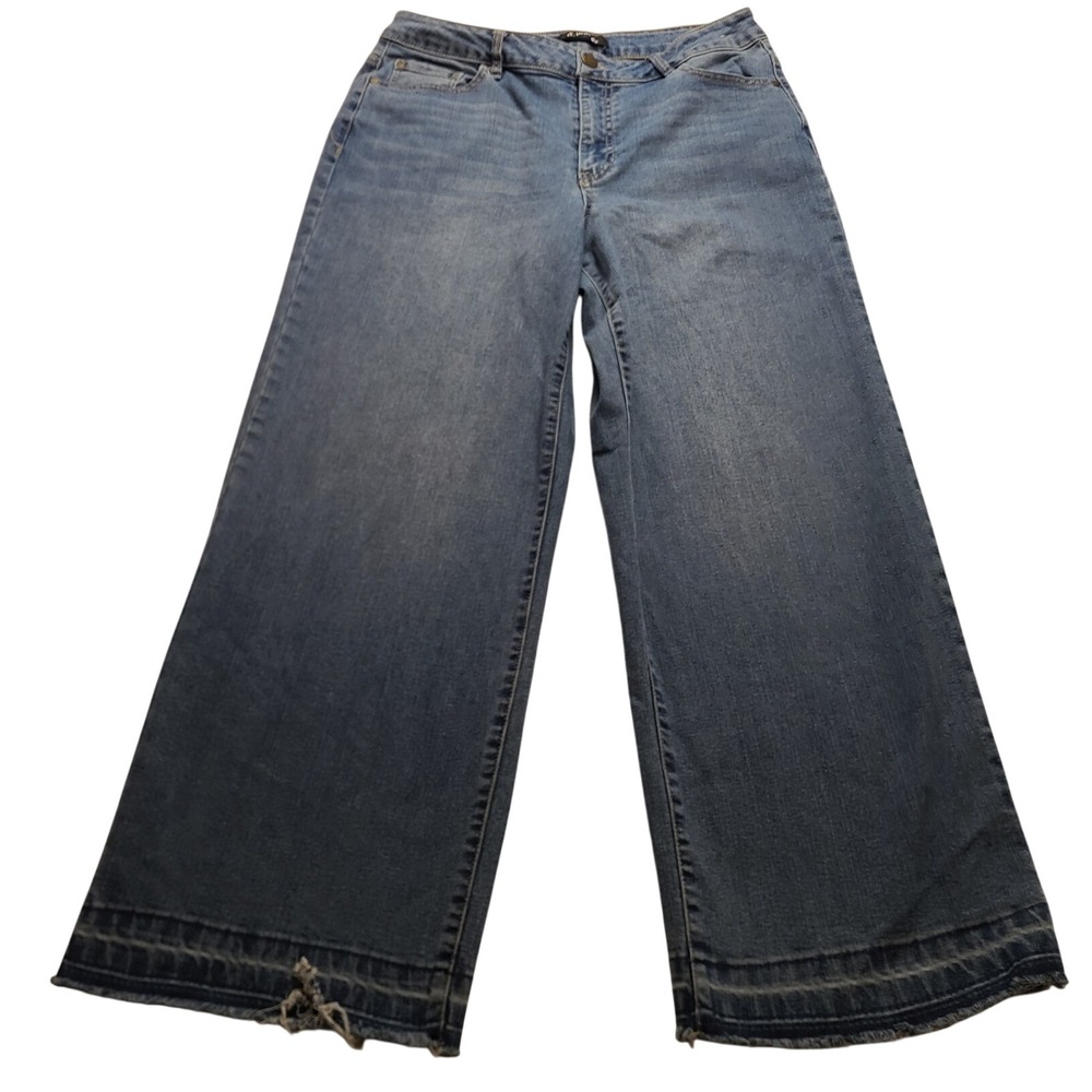 d.jeans Women's Blue Wide Leg High Rise Raw Released Hem Denim Jeans Size 10